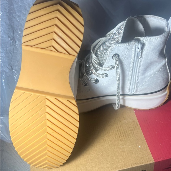 Steve Madden Shaft Rhinestones embellished  High-Top Platform Sneakers. Size 10M - Picture 7 of 11